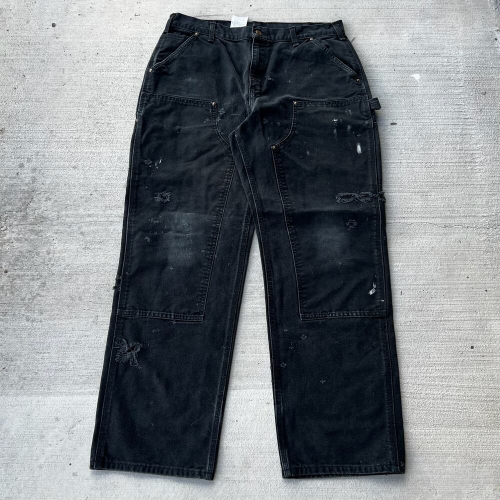 Carhartt faded black double knee work wear carpenter pants